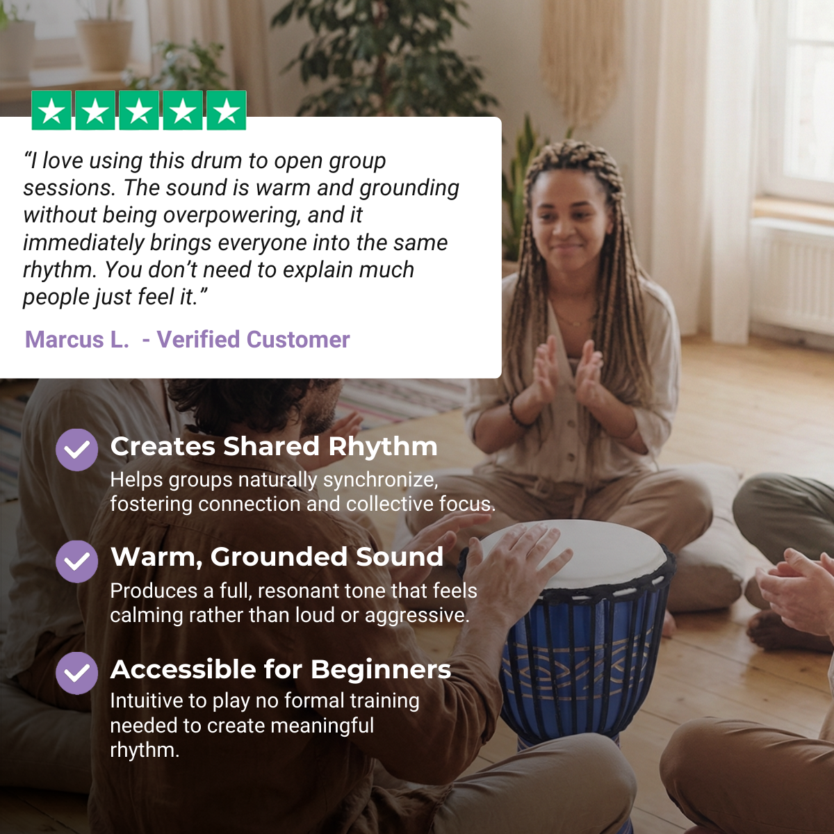 Djembé Tambour africain en bois d'acajou sculpté à la main