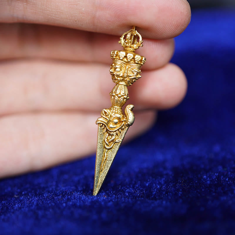 Pendentif spirituel Dorje Vajra | Laiton et cuivre | Décoration suspendue de 47 mm