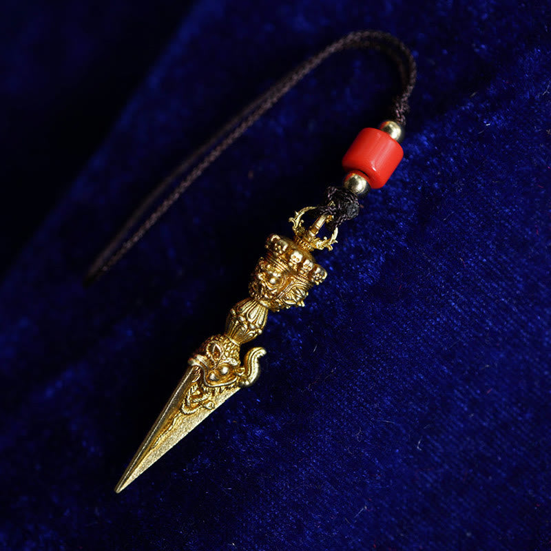 Pendentif spirituel Dorje Vajra | Laiton et cuivre | Décoration suspendue de 47 mm