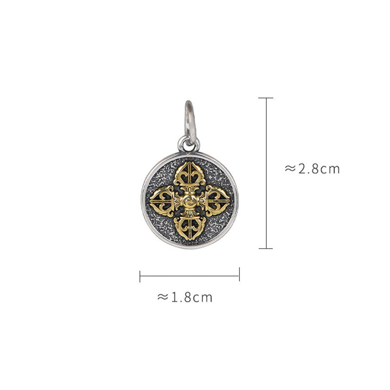 Collier Double Dorje Vajra | Pendentif spirituel en argent sterling 925