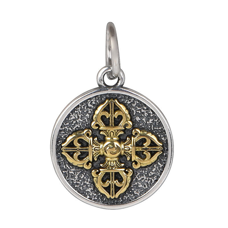 Collier Double Dorje Vajra | Pendentif spirituel en argent sterling 925