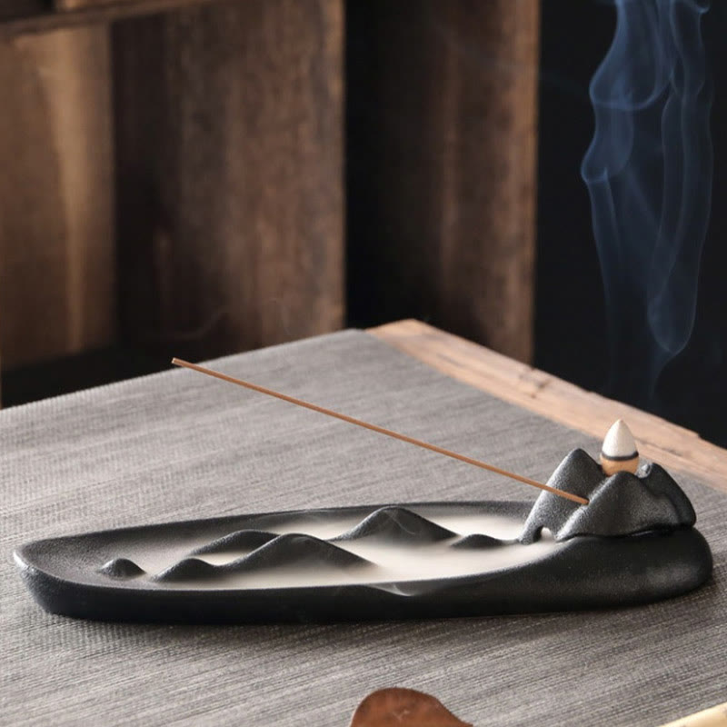 Brûleur d'encens en céramique double poisson koï pour l'harmonie et la guérison