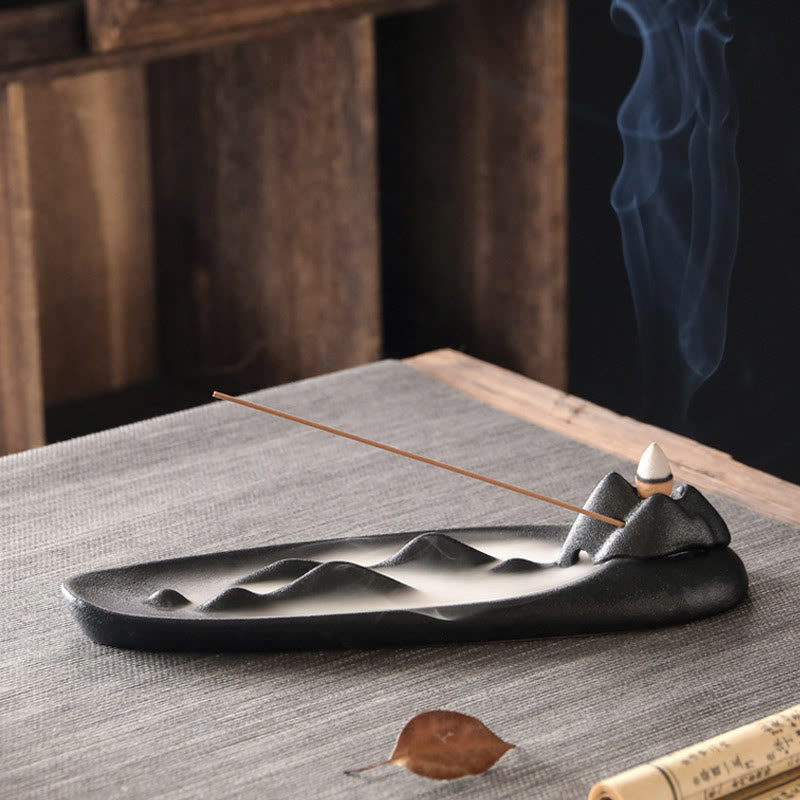 Brûleur d'encens en céramique double poisson koï pour l'harmonie et la guérison