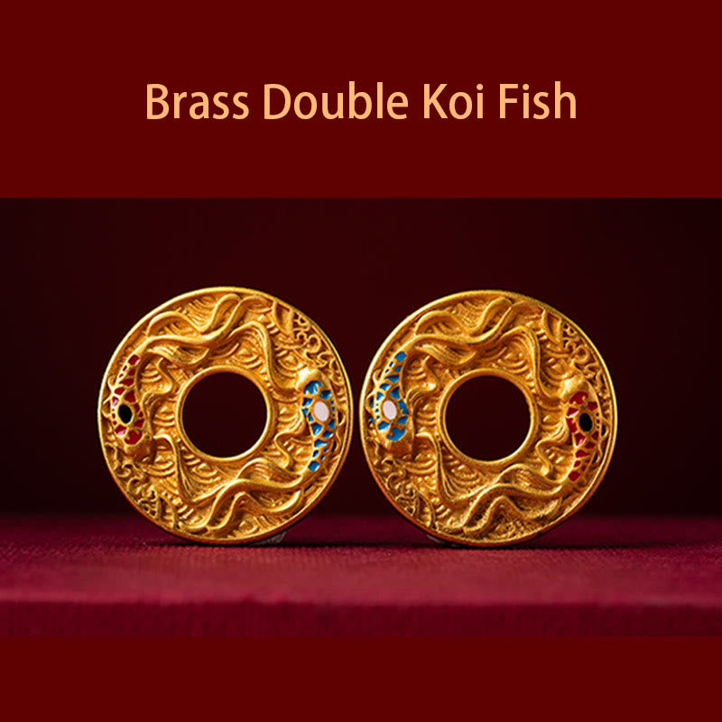 Porte-clés double poisson koï avec boucle de paix | Porte-bonheur