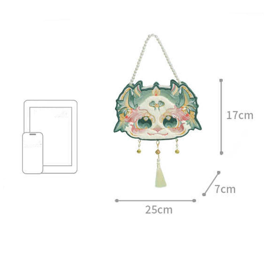 Sac bandoulière brodé double face Bai Ze 25 cm