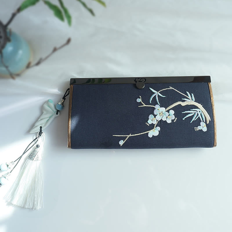 Portefeuille floral brodé recto verso 19 cm | Spiritual Accessories