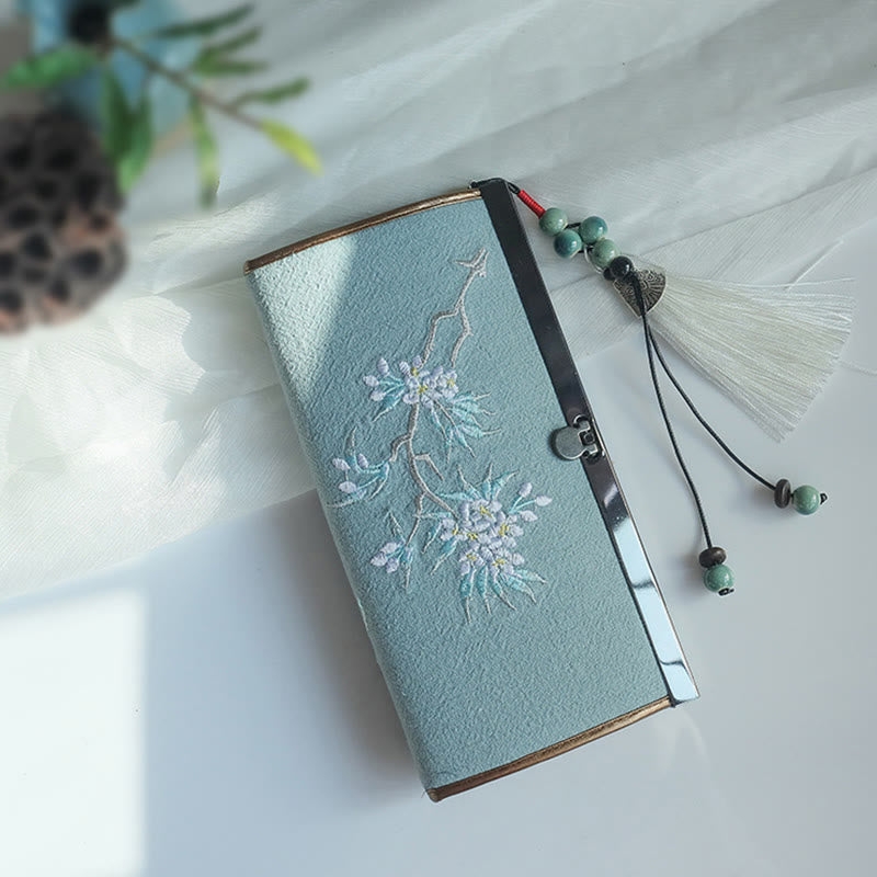 Portefeuille floral brodé recto verso 19 cm | Spiritual Accessories