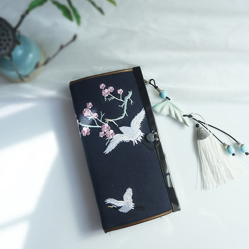 Portefeuille floral brodé recto verso 19 cm | Spiritual Accessories