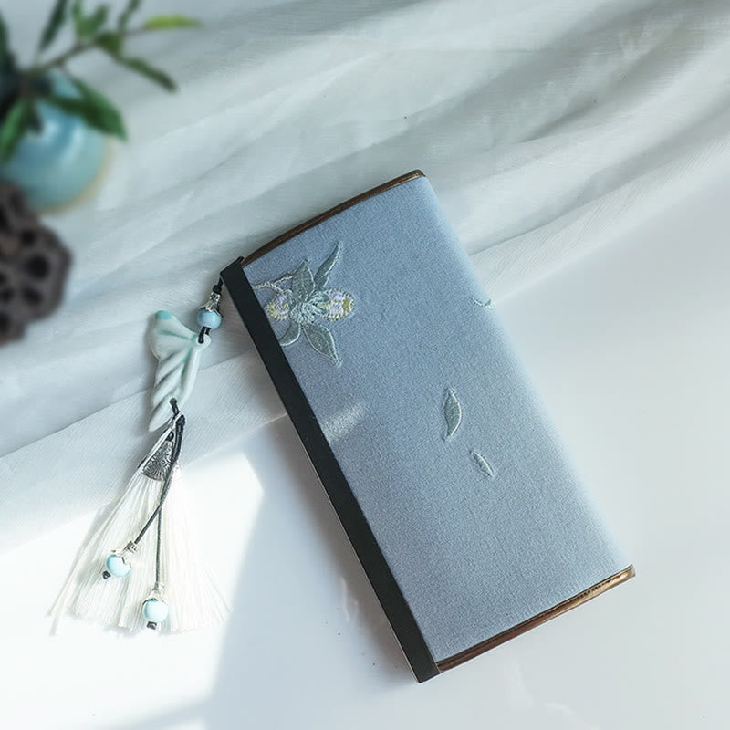 Portefeuille floral brodé recto verso 19 cm | Spiritual Accessories