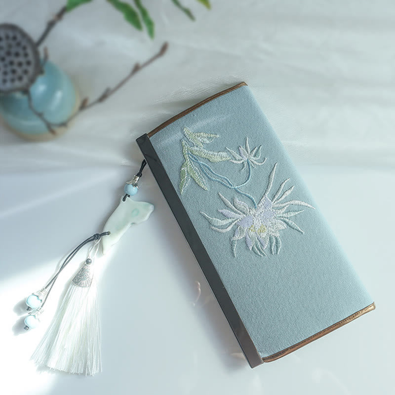 Portefeuille floral brodé recto verso 19 cm | Spiritual Accessories