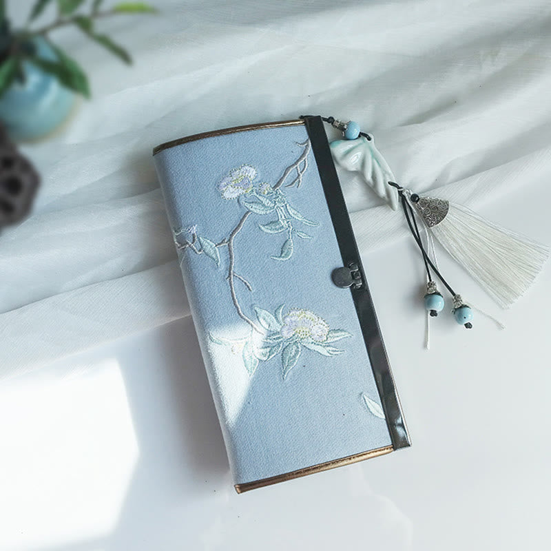 Portefeuille floral brodé recto verso 19 cm | Spiritual Accessories