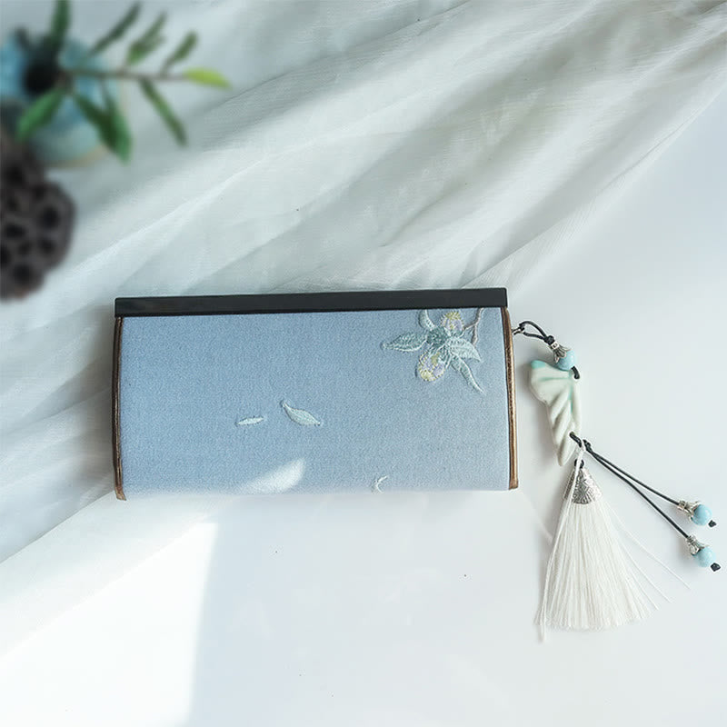 Portefeuille floral brodé recto verso 19 cm | Spiritual Accessories