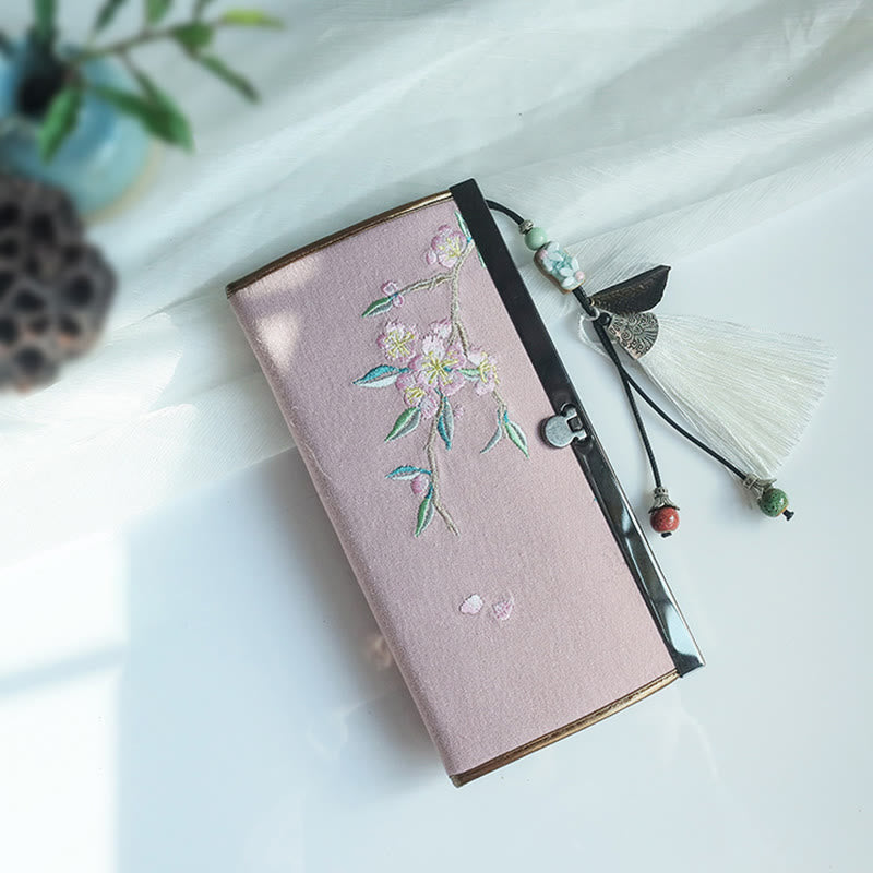 Portefeuille floral brodé recto verso 19 cm | Spiritual Accessories