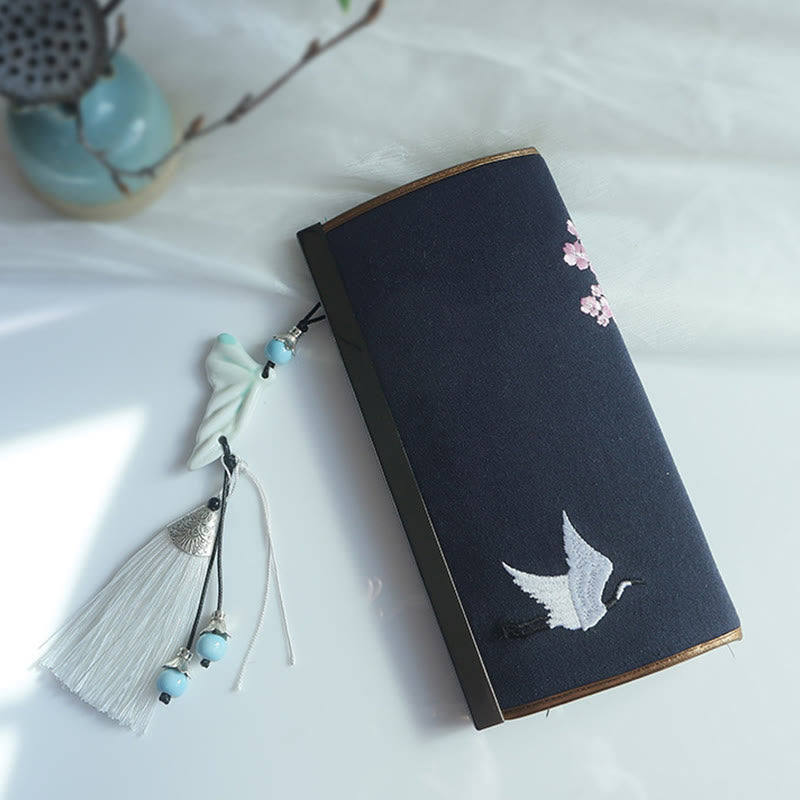 Portefeuille floral brodé recto verso 19 cm | Spiritual Accessories