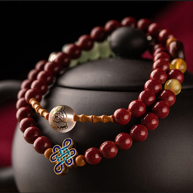 Bracelet double tour en agate rouge du zodiaque chinois pour la protection