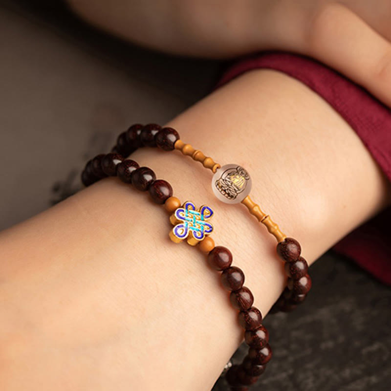Bracelet double tour en agate rouge du zodiaque chinois pour la protection