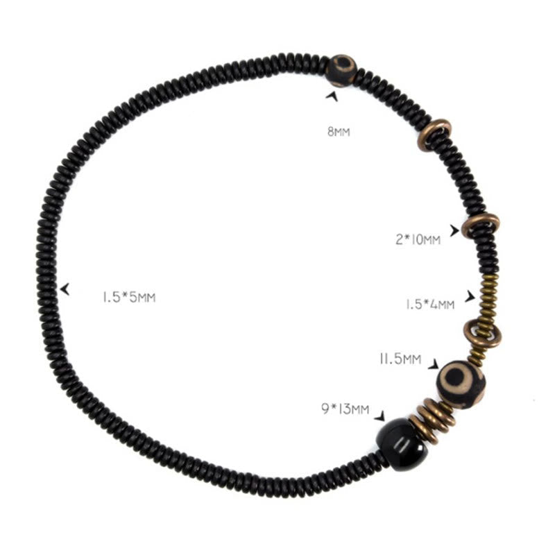 Bracelet double tour en bois d'ébène et obsidienne de santal vert pour le calme