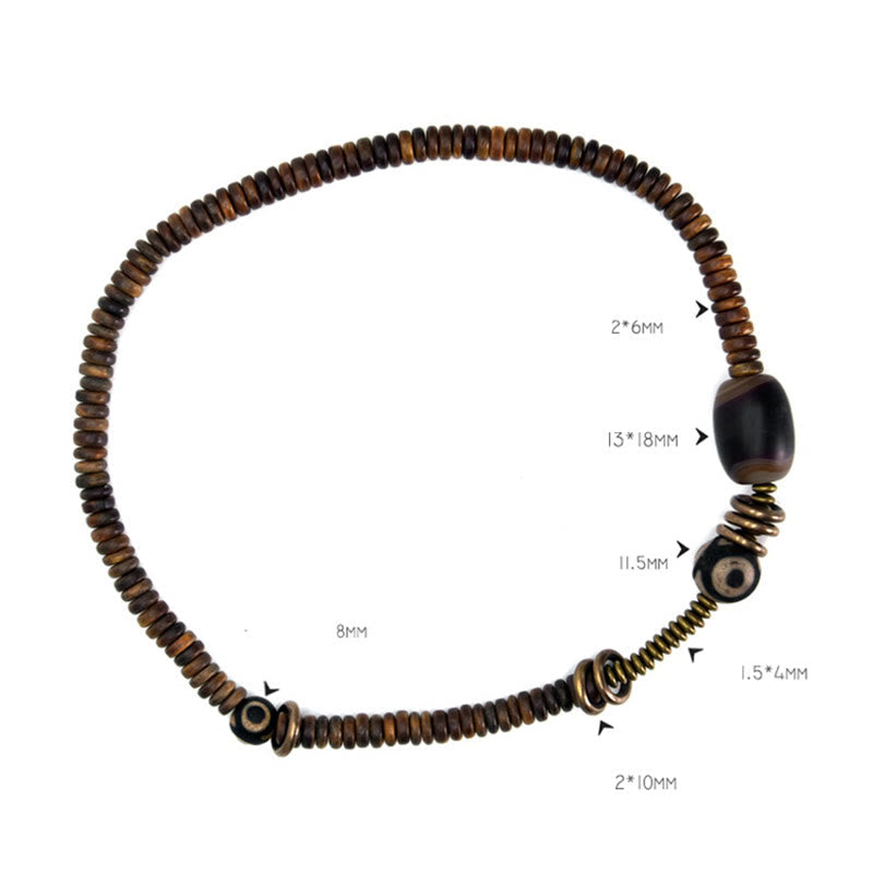 Bracelet double tour en bois d'ébène et obsidienne de santal vert pour le calme