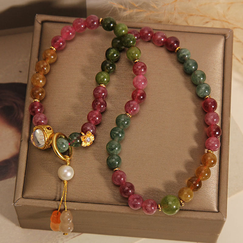 Bracelet tourmaline multicolore à double tour pour la protection