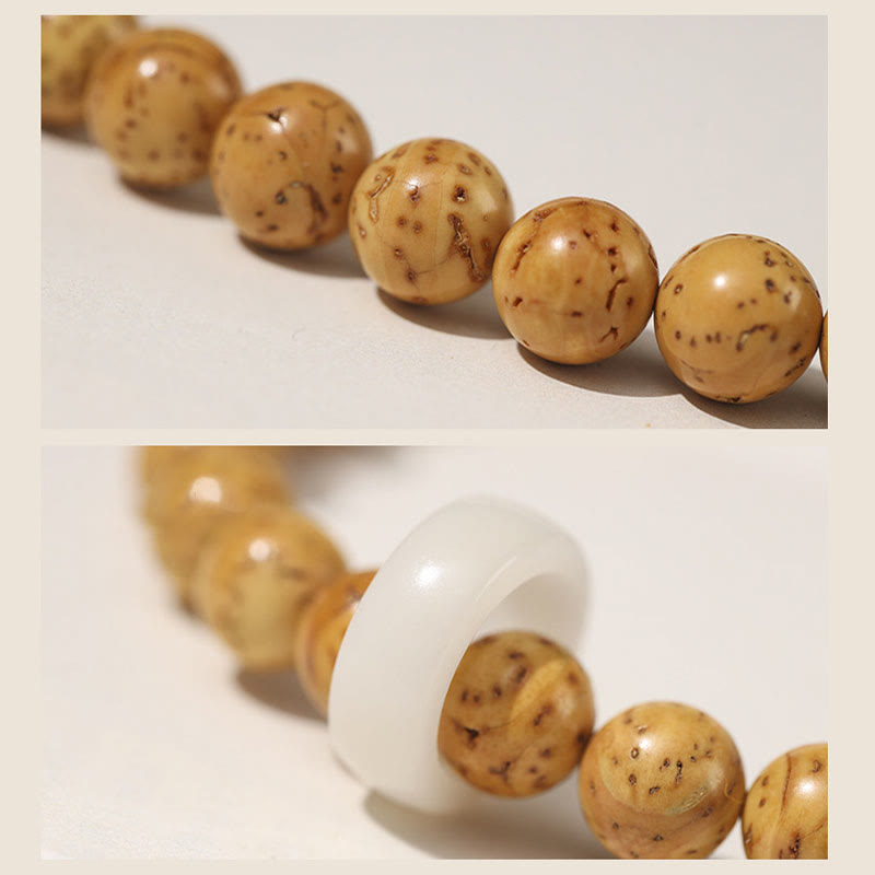 Bracelet spirituel double tour en or violet et graine de Bodhi