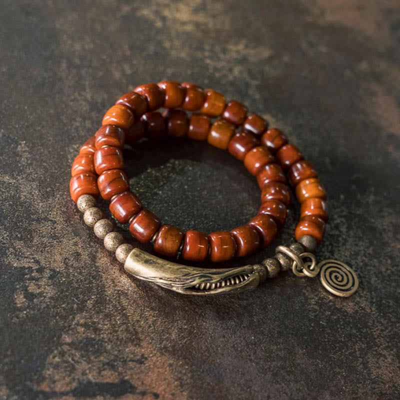 Bracelet spirituel en cuivre et os de yak à double tour pour l'équilibre