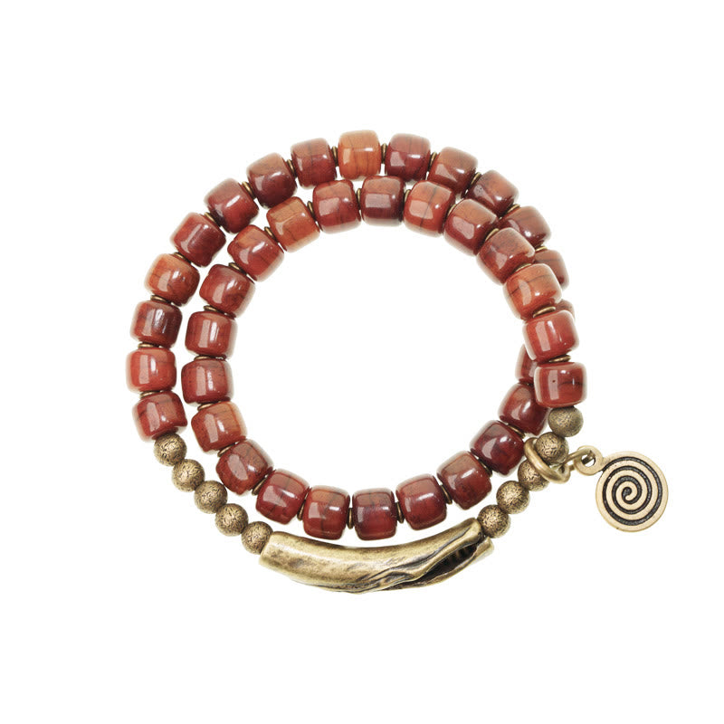 Bracelet spirituel en cuivre et os de yak à double tour pour l'équilibre
