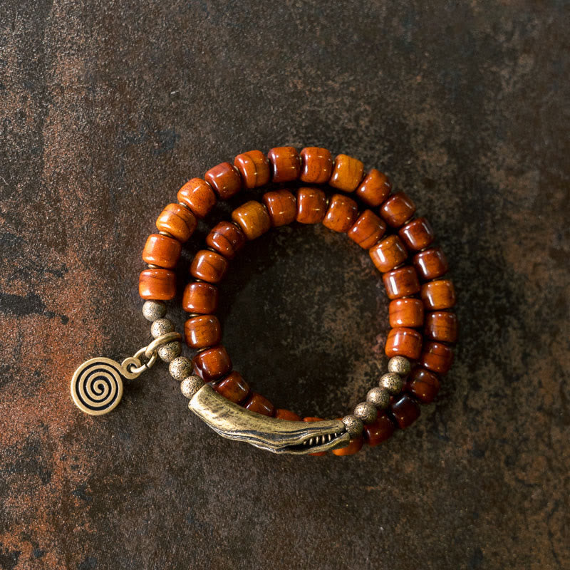 Bracelet spirituel en cuivre et os de yak à double tour pour l'équilibre