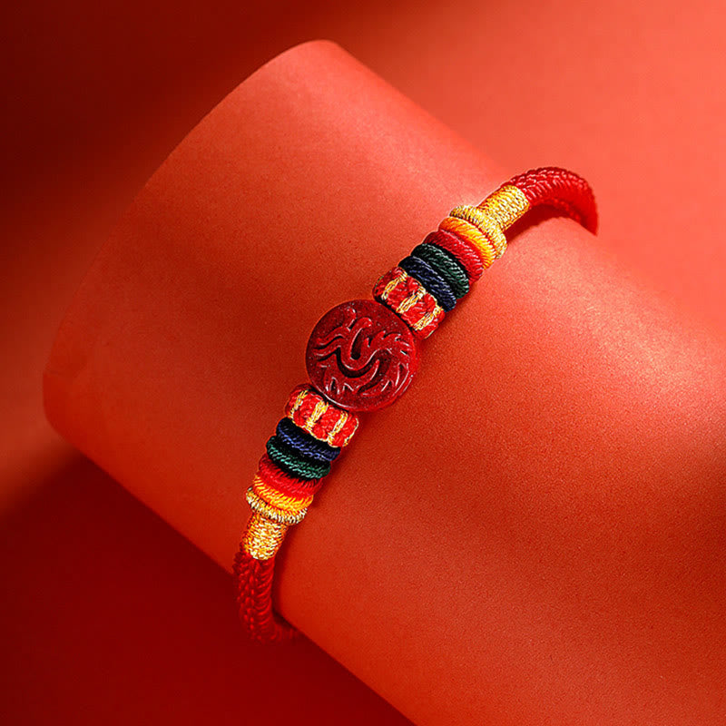 Bracelet Dragon 16 cm avec bénédiction du zodiaque chinois en cinabre