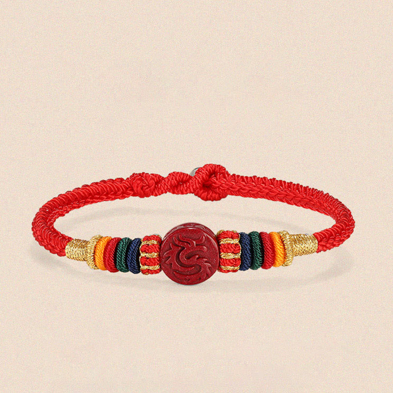 Bracelet Dragon 16 cm avec bénédiction du zodiaque chinois en cinabre
