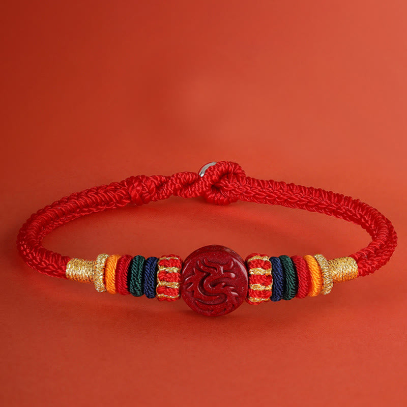 Bracelet Dragon 16 cm avec bénédiction du zodiaque chinois en cinabre
