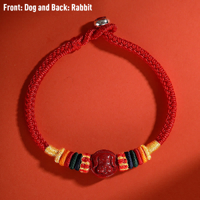 Bracelet Dragon 16 cm avec bénédiction du zodiaque chinois en cinabre