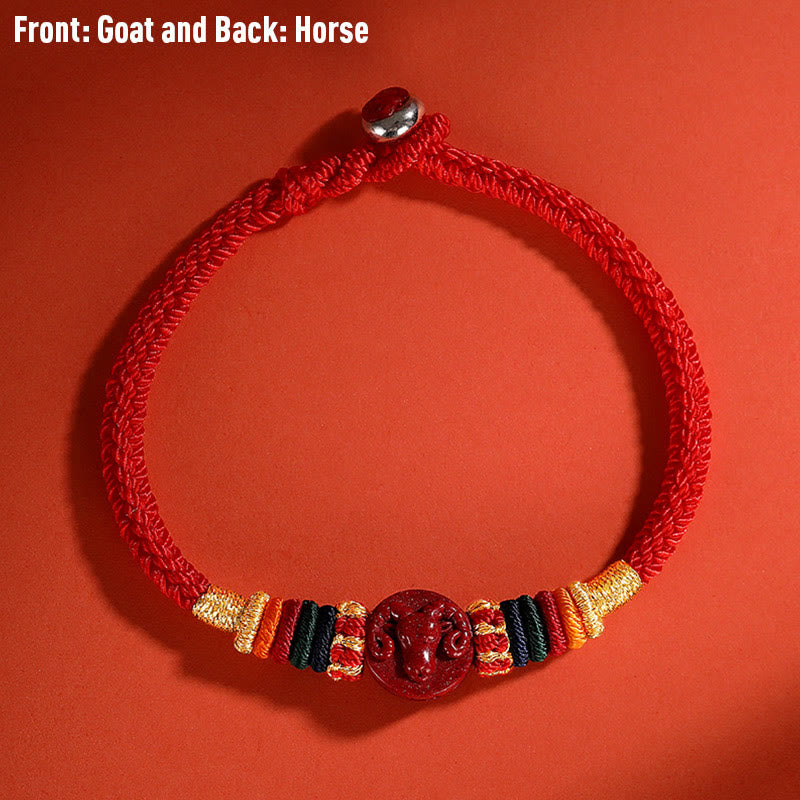 Bracelet Dragon 16 cm avec bénédiction du zodiaque chinois en cinabre