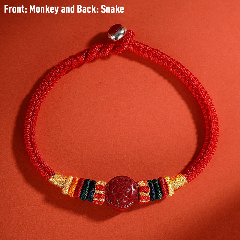 Bracelet Dragon 16 cm avec bénédiction du zodiaque chinois en cinabre