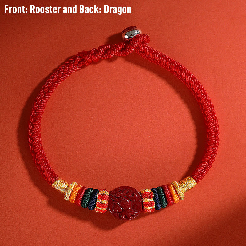 Bracelet Dragon 16 cm avec bénédiction du zodiaque chinois en cinabre