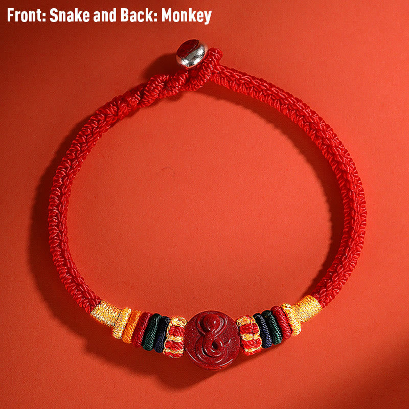 Bracelet Dragon 16 cm avec bénédiction du zodiaque chinois en cinabre