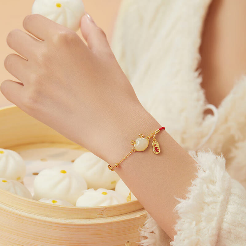 Bracelet Dragon en Jade Blanc Hetian et Argent Sterling 925 pour la Protection