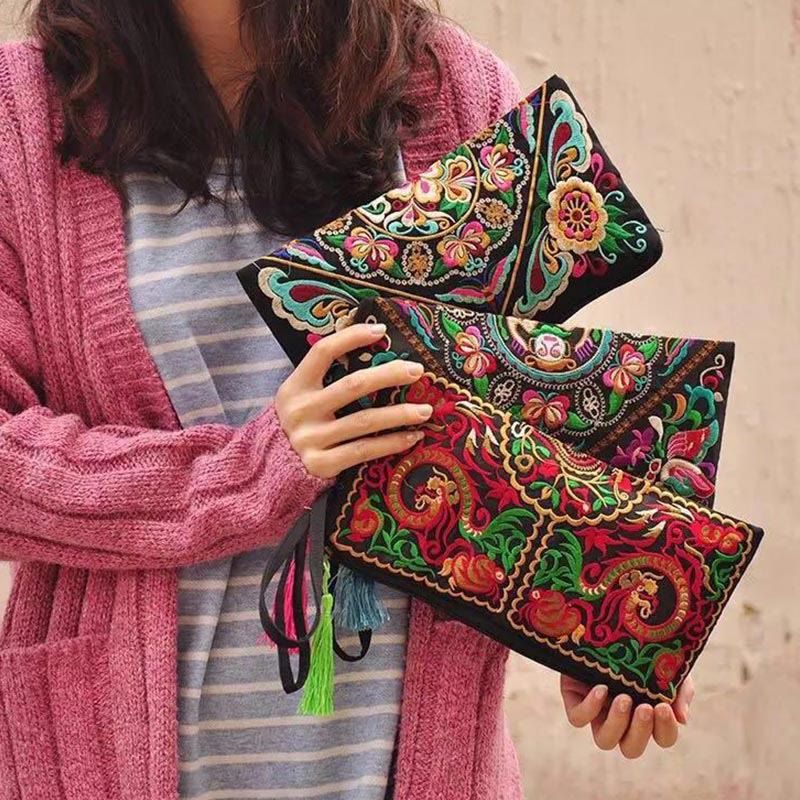 Portefeuille Dragon Papillon Cosmos Fleur Spirituelle 14x25cm