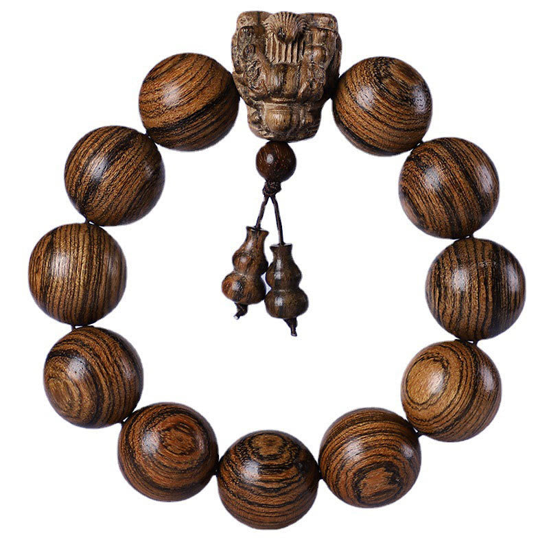 Bracelet de protection sculpté en bois de rose et bois de santal, perles de 20 mm