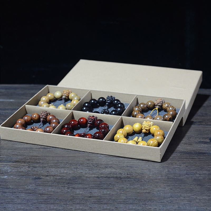 Bracelet de protection sculpté en bois de rose et bois de santal, perles de 20 mm