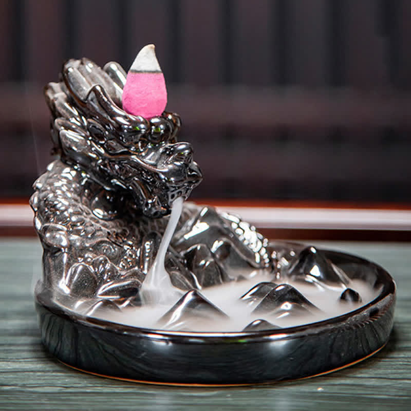 Brûleur d'encens à reflux en céramique Dragon