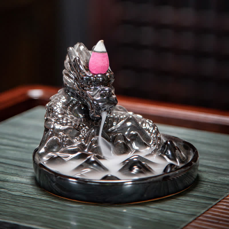 Brûleur d'encens à reflux en céramique Dragon