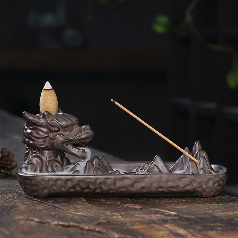 Brûle-encens en céramique Dragon | Décoration Force et Chance