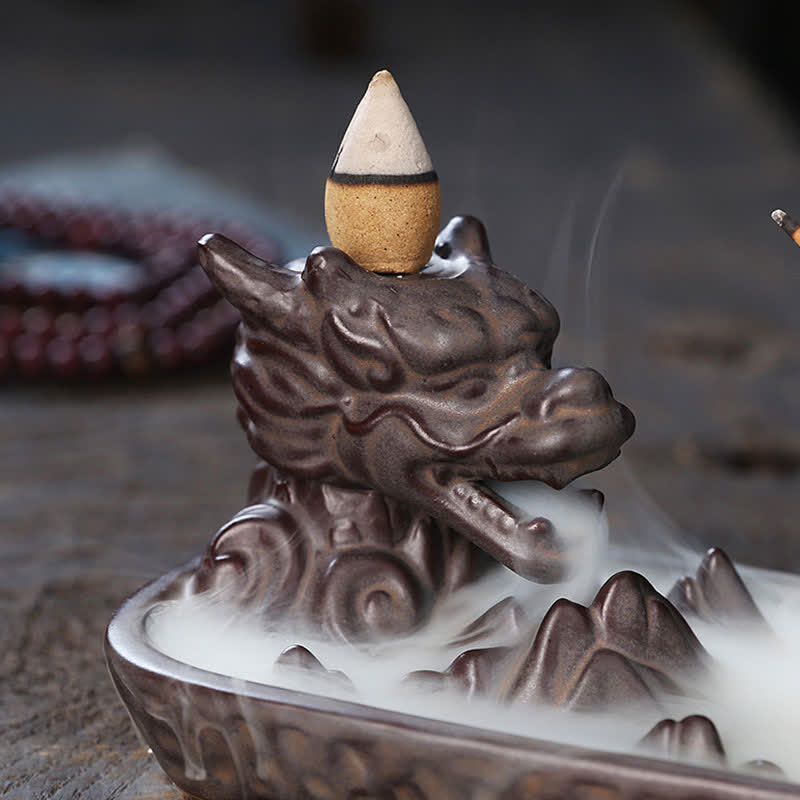 Brûle-encens en céramique Dragon | Décoration Force et Chance