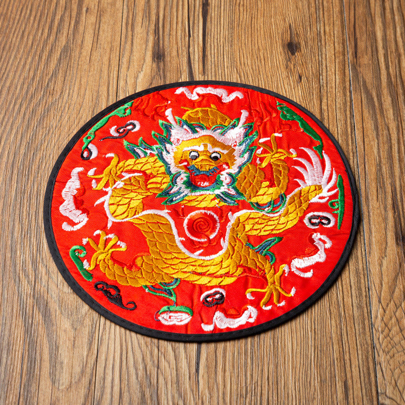 Sous-verre brodé dragon | Spiritual Home Accents 19 cm