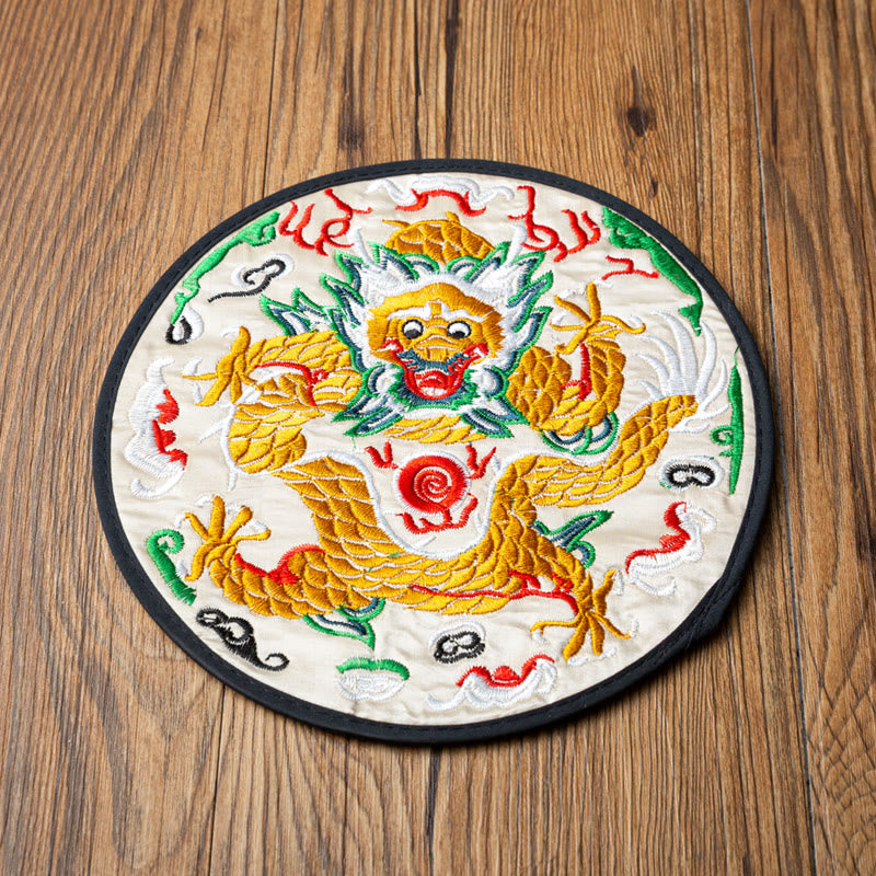 Sous-verre brodé dragon | Spiritual Home Accents 19 cm