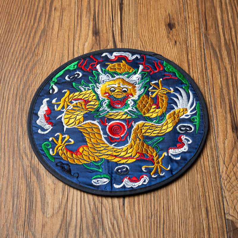 Sous-verre brodé dragon | Spiritual Home Accents 19 cm