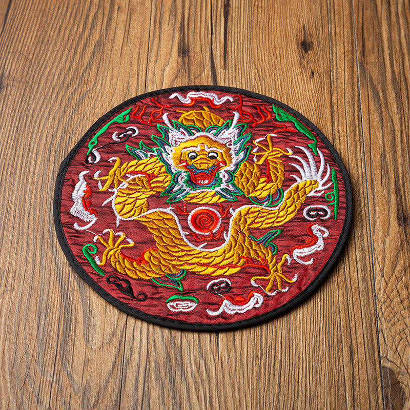 Sous-verre brodé dragon | Spiritual Home Accents 19 cm