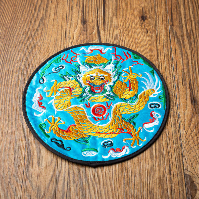 Sous-verre brodé dragon | Spiritual Home Accents 19 cm