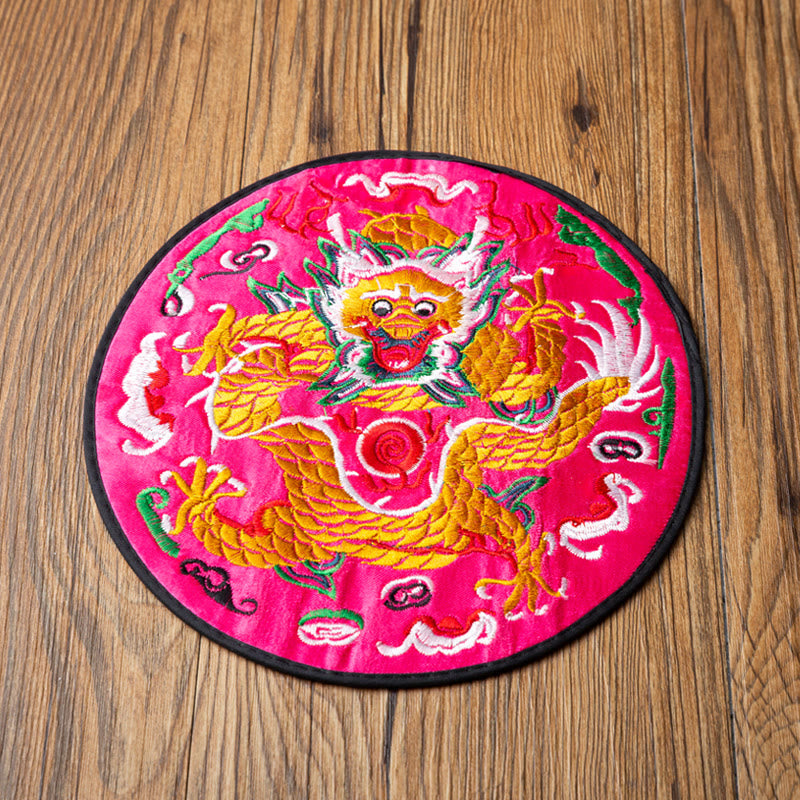 Sous-verre brodé dragon | Spiritual Home Accents 19 cm