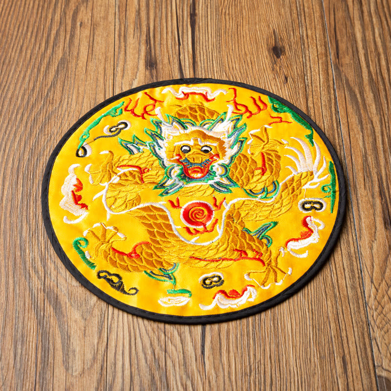 Sous-verre brodé dragon | Spiritual Home Accents 19 cm